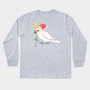 Sulphur crested cockatoo Christmas style Kids Long Sleeve T-Shirt